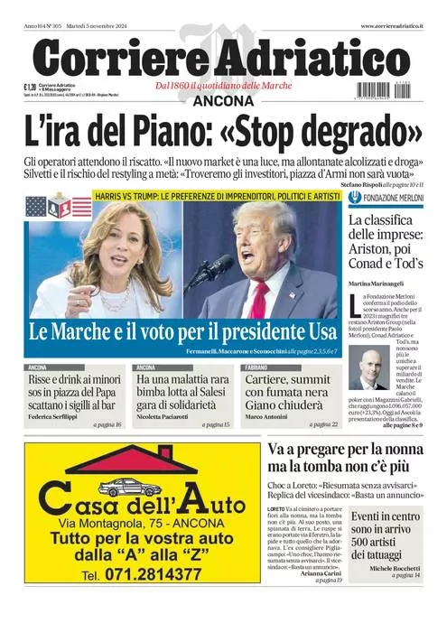 Prima-pagina-corriere adriatico-edizione-di-oggi-05-11-2024